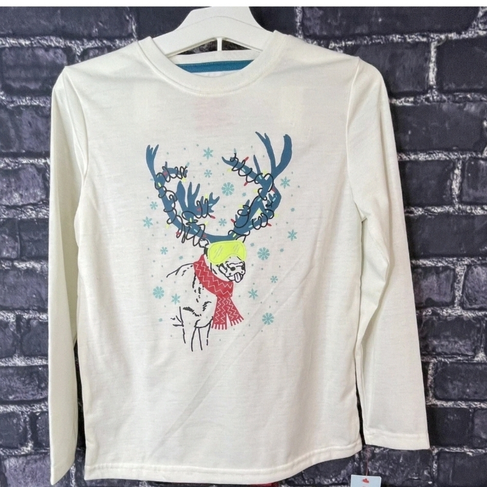 Youth Pajama Long Sleeve Top With Christmas Reindeer - Cat & Jack - XL (14)
